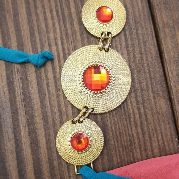 Tropical Colorblock Halter Top Size Medium - Picture 3 of 5